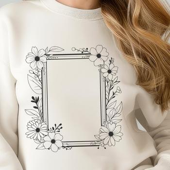 A geometric floral frame design in vector format for digital use.