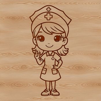 Female healthcare professional wearing a uniform and cap, suitable for vector art and design.