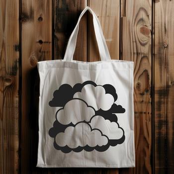 A stylized illustration of a white cumulus cloud with smooth rounded edges and subtle shading effects.