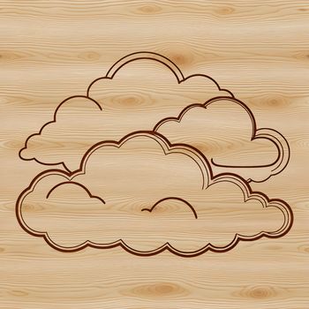 A simple vector illustration of a white fluffy cloud against a light blue sky background.