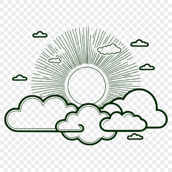 A vector illustration of the sun with stylized rays, suitable for various applications including graphic design and crafting.