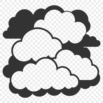 A white, puffy cloud against a blue sky, depicted as a simple vector illustration.