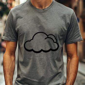 A stylized illustration of a fluffy white cloud with soft edges.