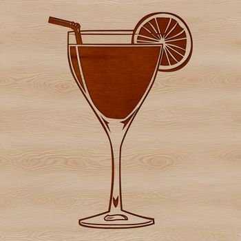 A vector graphic illustration of a cocktail in a glass, suitable for digital cutting machines and laser engraving.