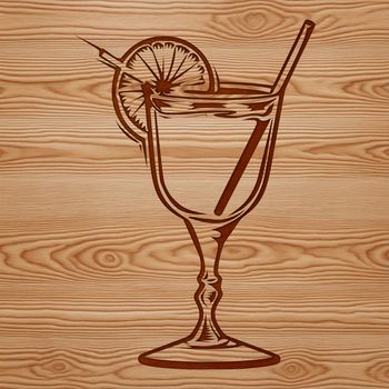 A transparent graphic representation of a cocktail served in a glass.