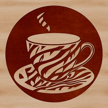A digital illustration of a standard coffee cup with simple design elements.