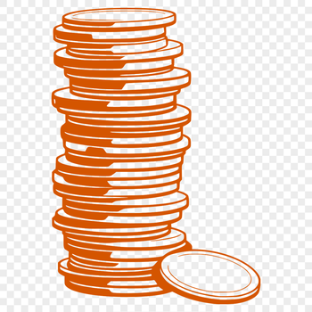 Illustrative representation of various coins in a vector design format.