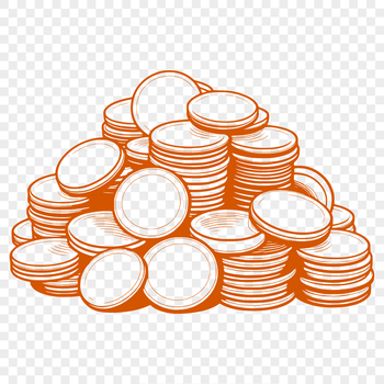 A set of digital coins in various denominations, created as a vector graphic for easy editing and customization.