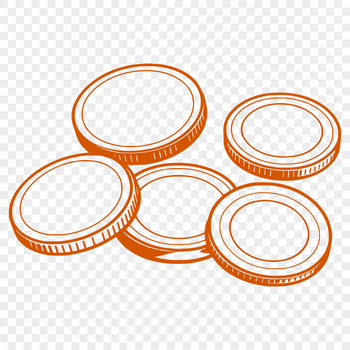 Set of digital coins in various denominations, ideal for vector graphics and design projects.