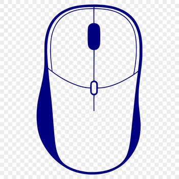 A computer with a mouse cursor hovering over the keyboard, designed as vector art.