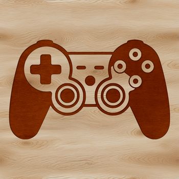 A detailed illustration of a game controller with directional buttons and joysticks.