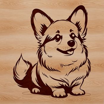 A high-quality digital illustration of a corgi sitting on its haunches, designed as vector art.