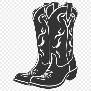 An illustration of cowboy boots in bold, vector lines.