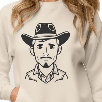 A vector illustration of a cowboy in traditional attire.