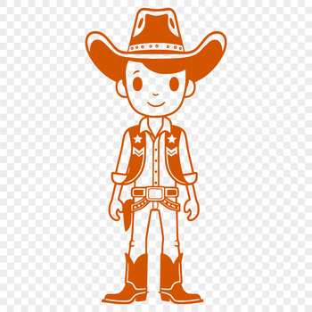 A simple illustration of a cowboy in an outline style, ideal for vector graphics editing.