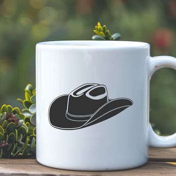 A classic Western-style hat with a wide brim and indented crown.