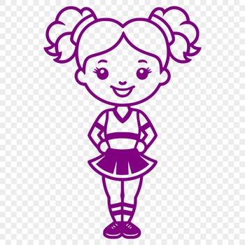 A young female cheerleader in motion, perfect for sports-themed designs.