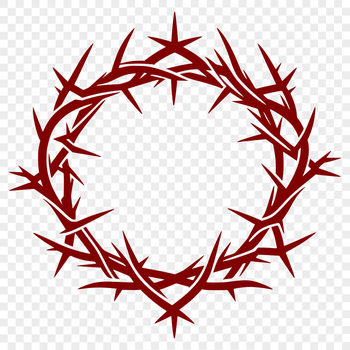 A detailed, hand-drawn illustration of the Crown of Thorns from Christian tradition.