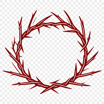 A decorative crown with thorns made from intricate lines and curves, symbolizing religious themes.