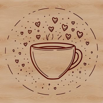 A simple cup design with hearts surrounding the rim.