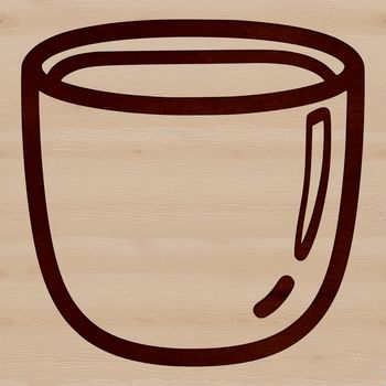 A simple line drawing of a standard-sized drinking cup with a rounded body and handle.
