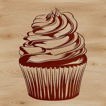 A graphic illustration of a cupcake, suitable for digital designs.