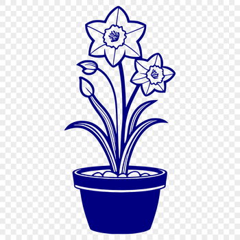 A single daffodil flower in a ceramic pot, symbolizing the arrival of spring.