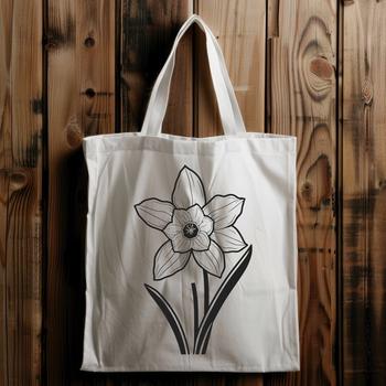 Vector graphic representation of a daffodil plant with detailed petals.