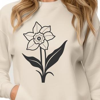 A vector graphic of a daffodil plant featuring curved petals and center detail, ideal for digital design projects.