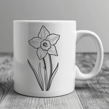 A colorful illustration of a daffodil flower in bloom, ideal for vector design and commercial or personal projects.