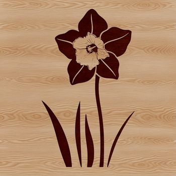 A simple illustration of a daffodil flower in a natural setting.