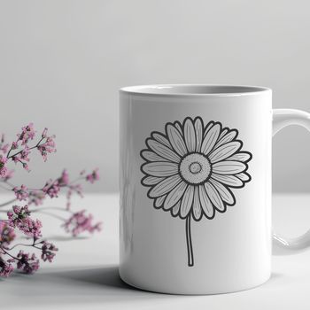 A simple vector illustration of a daisy flower with petals and center.