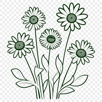 A detailed vector illustration of a daisy flower with petals and center.