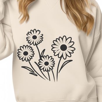 A white daisy flower with yellow petals on a transparent background.
