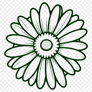 A stylized SVG graphic of a daisy blossom with detailed petals and center.
