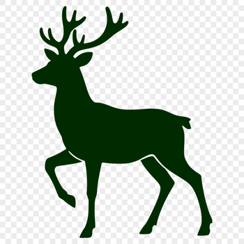 A cartoonish illustration of a reindeer with antlers and a bright red nose.