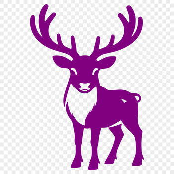 Reindeer in winter landscape, Christmas animal silhouette vector art for commercial use.