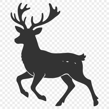 A realistic vector illustration of a reindeer in silhouette against a white background.