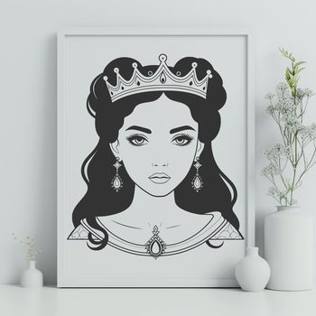 A female royalty character designed as vector art for digital and print applications.
