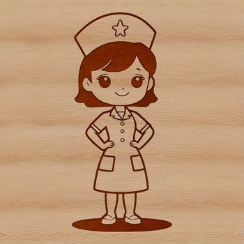 Female professional nurse illustrated in vector format.