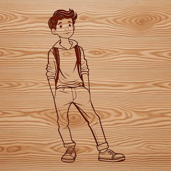 A simple vector illustration of a boy in a casual pose.