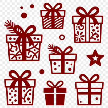 A digital illustration of a decorative gift box with a festive ribbon and bow, designed as a scalable vector graphic.