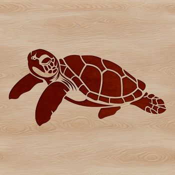 A detailed illustration of a sea turtle swimming in the ocean, suitable for use in digital design projects.