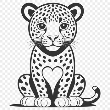 Close-up illustration of a big cat's face with love hearts surrounding its eyes.