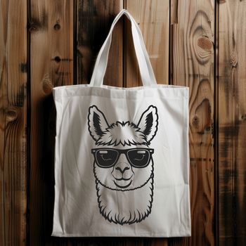 A cartoon alpaca wearing sunglasses on a green background.