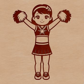 An illustration of a girl in a cheerleading outfit.
