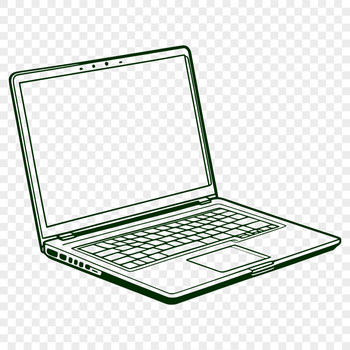 A digital drawing of a computer with sleek lines and modern design elements.