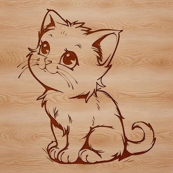 A small, adorable domestic cat sitting on its hind legs.