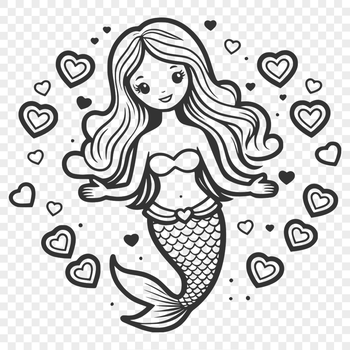 Illustrative mermaid figure in vector format for graphic design.