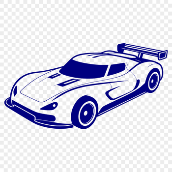 A high-performance racing car with sleek design and bold lines, suitable for vector art and digital cutting applications.